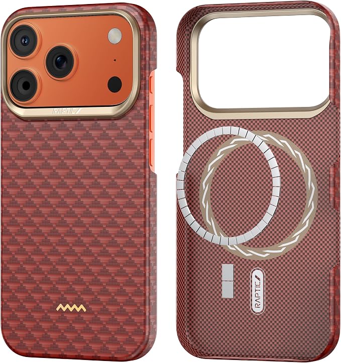 RAPTIC Aramid Fiber Case for iPhone 16 Pro Compatible with MagSafe Non-Slip &amp Slim 600D Aramid Fiber [Military Grade Drop Tested] Anti-Scratch Shockproof Protective Case 6.3 inch Black