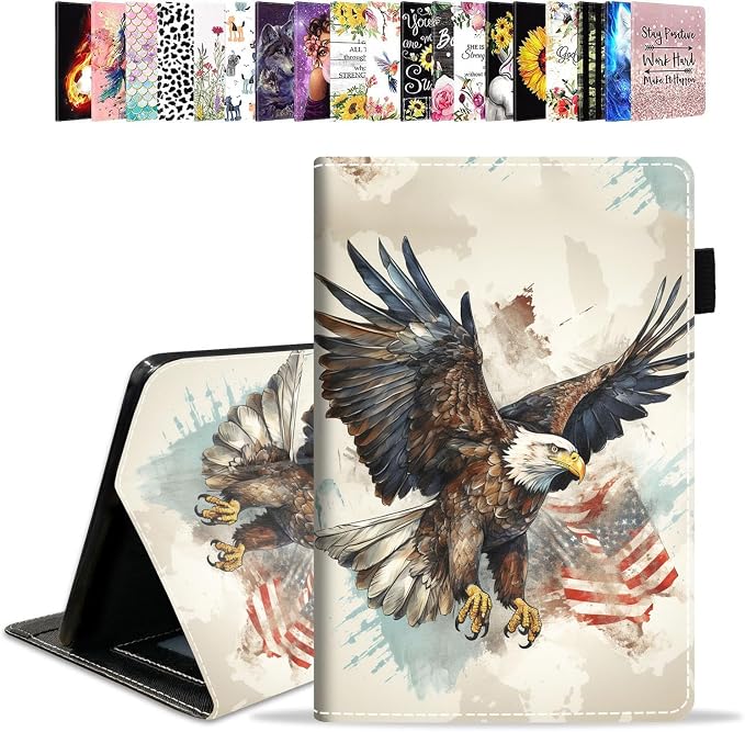 Case for Amazon Kindle Fire HD 10 Tablet 10.1 (9th/7th Generation 2019/2017 Release) - PU Leather Folio Case with Smart Auto Wake/Sleep African American Girl