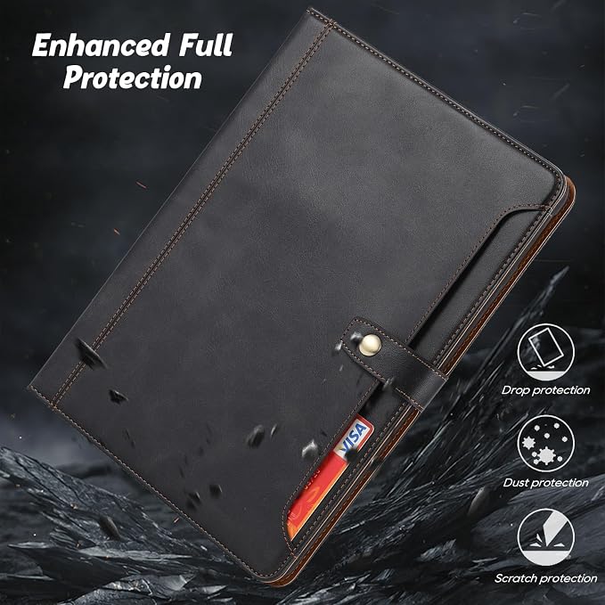 Flip Case for Apple iPad 10.2 9th 8th 7th Generation 2021/2020/2019 Pencil Holder Smart Cover Auto Sleep Wake Protective Documents Pocket Stand Snap Closure Case for iPad 10.2 Inch Black