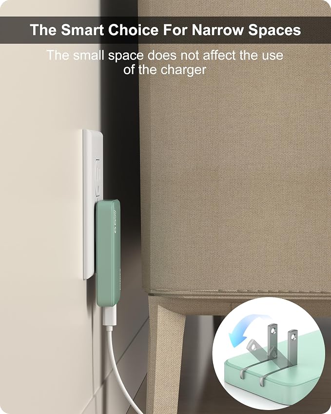 3-Port Flat USB C Wall Charger 30W Max Type-C Fast Charging Block | Dual USB-C 1 USB-A PD 25W Fast Charging Slim Body Foldable Plug for IPad Pro Tablets iPhone 17/16/15 Series Galaxy