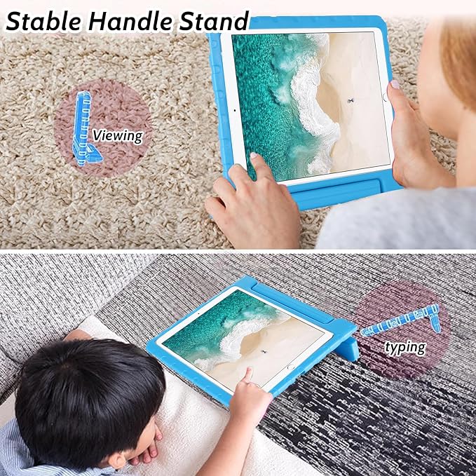 Dteck Kids Case for iPad 10.2 - Shockproof Rugged EVA Handle Stand Child Proof Case for iPad 9/8/7 Generation Black