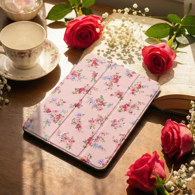 Case for iPad (A16) 11th Generation 11 inch 2025 /iPad 10th Gen 10.9 2022 - Aesthetic Cute Preppy Design Trifold Cover with Soft TPU Bumper Clear Back Auto Sleep/Wake Waves