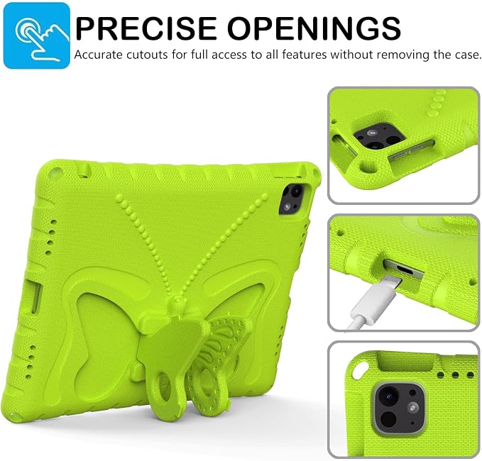 Kids Case for iPad Air 13 (2026/2025/2024) M4/M3/M2 &amp iPad Pro 13 2024 &amp iPad Pro 12.9 Cover 6th/5th/4th/3rd Gen (2022/2021/2020/2018) DIY Figures EVA Rubber Handle Stand Shockproof Bumper