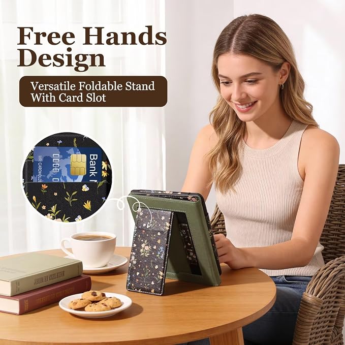 Fancity Case for Kindle Paperwhite 7/6.8 12th/11th Generation 2025 2024 | PU Leather Case with Auto Wake/Sleep Hand Strap for Kindle Paperwhite/Colorsoft Signature Edition 2021 Monet's Garden