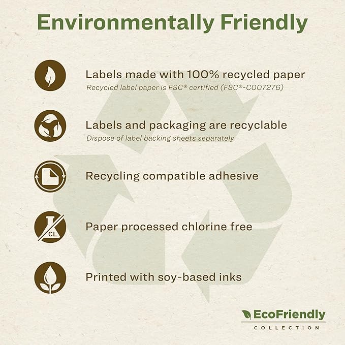 Avery EcoFriendly Recycled Address Labels, 1" x 2-5/8", White, Permanent Label Adhesive, 300 Printable Labels (48860)