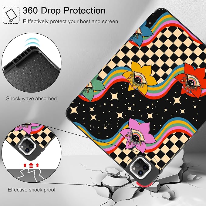 Tuiklol for iPad Pro 11 Inch 4th / 3rd / 2nd / 1st Gen Case 2022 2021 2020 | 2018 Build-in Pencil Holder with Stand TPU Back Cover &amp Trifold Stand &amp Auto Wake/Sleep Tablet Case Black Cat