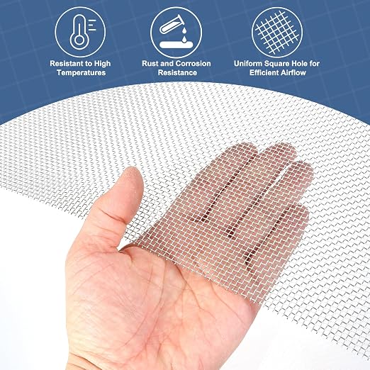 uxcell 12 Mesh 118" x 12" Woven Wire Mesh, 304 Stainless Steel Air Vent Filter
