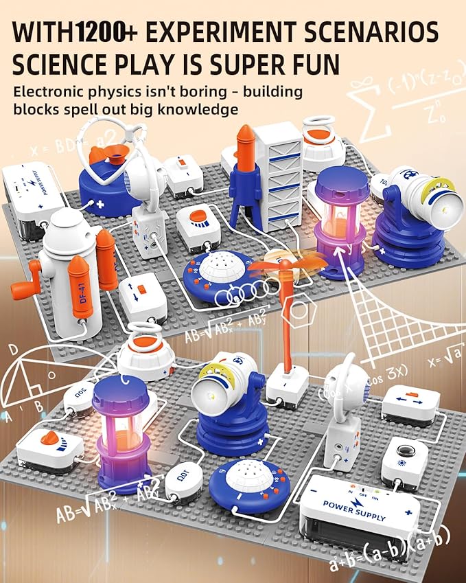 Science STEM Kits for Kids, Electronics Exploration Kit, 66 Pcs DIY Circuit Parts, Over 1200 Projects, STEM Educational Toy Gifts for Kids Boys Girls Ages 3 4 5 6 7 8 9 10 11 12, Color Project Manual