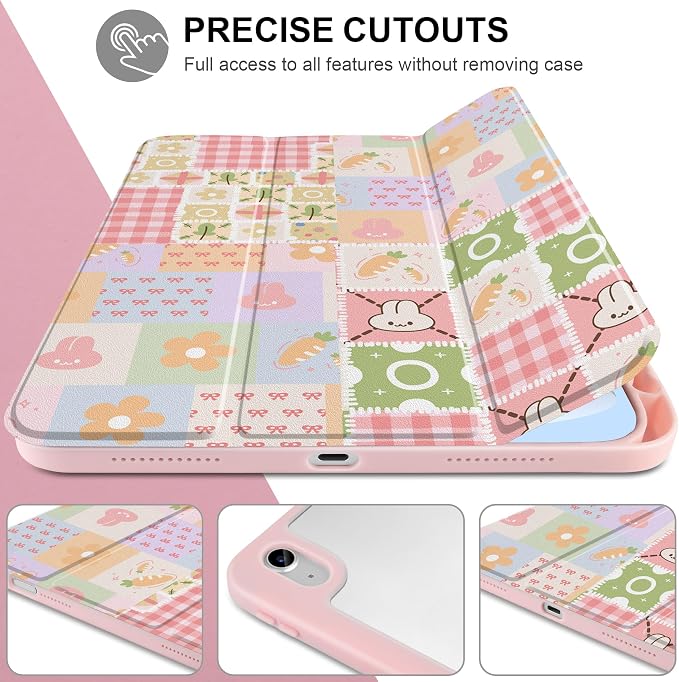 Case for iPad (A16) 11th Generation 11 inch 2025 /iPad 10th Gen 10.9 2022 - Aesthetic Cute Preppy Design Trifold Cover with Soft TPU Bumper Clear Back Auto Sleep/Wake Waves