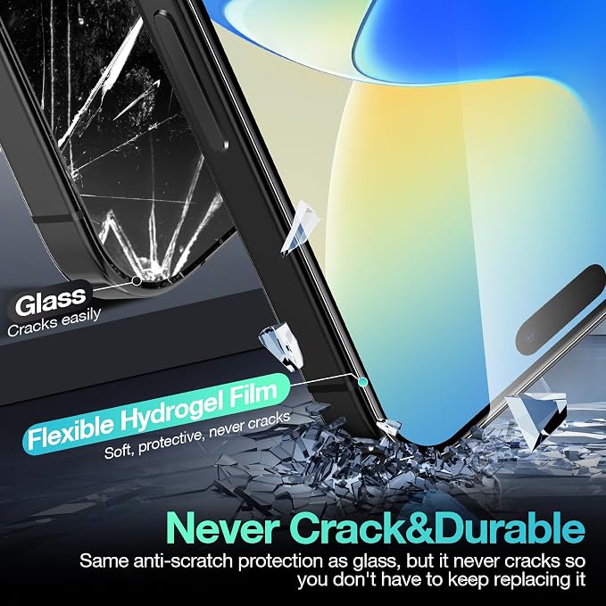 3 Pack for iPhone 16 Screen Protector Film (NOT Glass) Ultra-Thin Flexible Hydrogel Film Screen Protector for iPhone 16 Plus with [Easy Installation Tray] Non-breakable