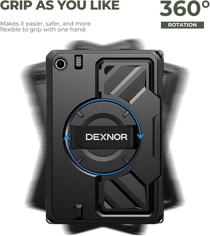 Dexnor Case for Samsung Galaxy Tab A11+/A11 Plus 11 inch 2025 Rugged Protective Case with 360° Rotating Hand Strap &amp Large Steady Stand &amp Screen Protector Shockproof Full-Body Bumper Cover B
