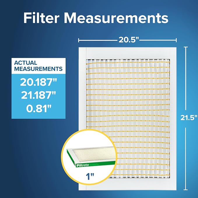 Filtrete 20.5x21.5x1 AC Furnace Air Filter, MERV 8, MPR 700, Tough on Pollen