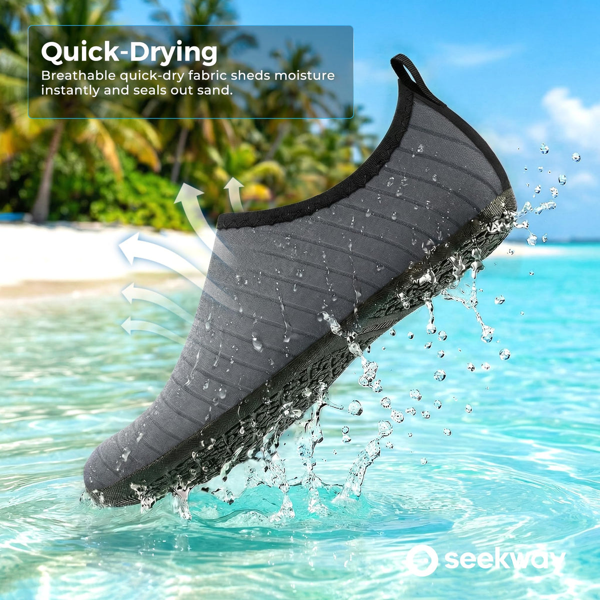 SEEKWAY Water Shoes Quick-Dry Aqua Socks Barefoot Non Slip for Beach Swim Yoga Pool Lake Surf Women Men Grey SK002(U)