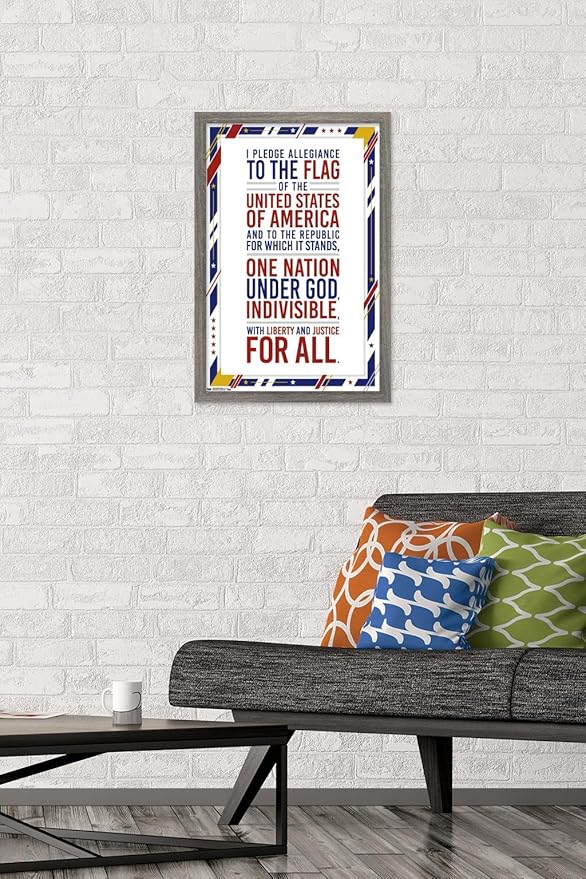 Trends International The United States Of America - Pledge Of Allegiance Wall Poster, 14.725" x 22.375", Barnwood Framed Version