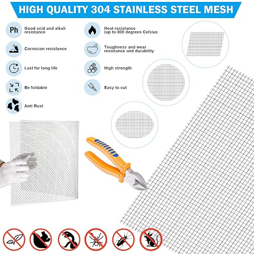 Valchoose 1 Piece Metal Woven Mesh Screen 14.6 X 11.4 in, 4.5mm Hole 5 Mesh