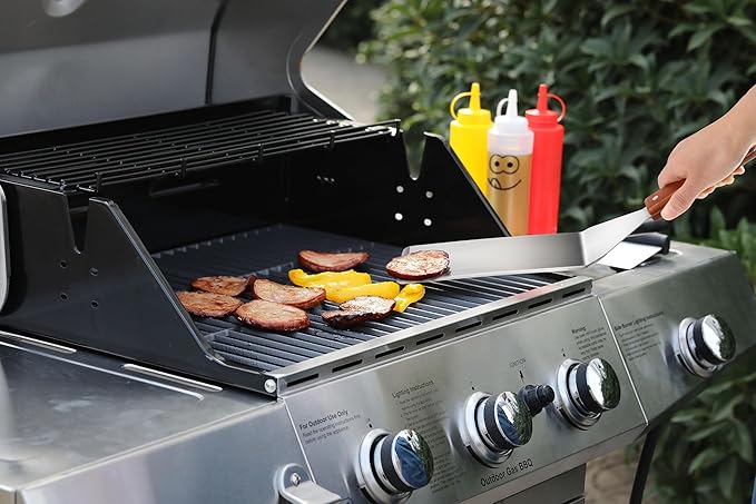 New Star Foodservice 16 Inch Extra Large Grill Turner, Stainless Steel Spatula with 4 Inch Wide Blade, Cutting Edge, and Wood Handle