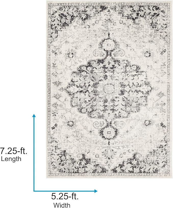 Livabliss Odelia Vintage Bohemian Area Rug,5'3" x 7'3",Black