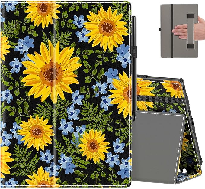 Case for All-New Amazon Fire HD 10 Tablet (13th/11th Generation 2023/2021 Release) 10.1 - Slim Folding Stand Cover with Auto Wake/Sleep Hand Strap &amp Stylus Pen Holder Black Cat
