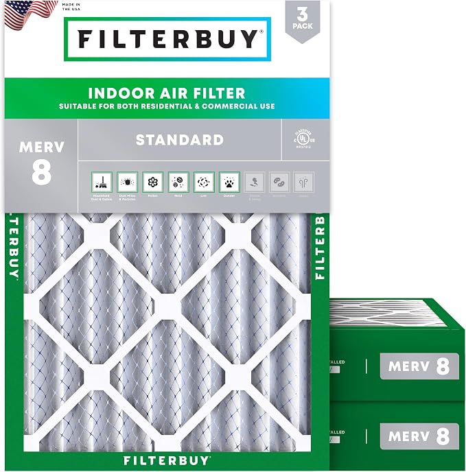 Filterbuy 18x24x4 Air Filter MERV 8 Essential Dust & Allergy Defense,