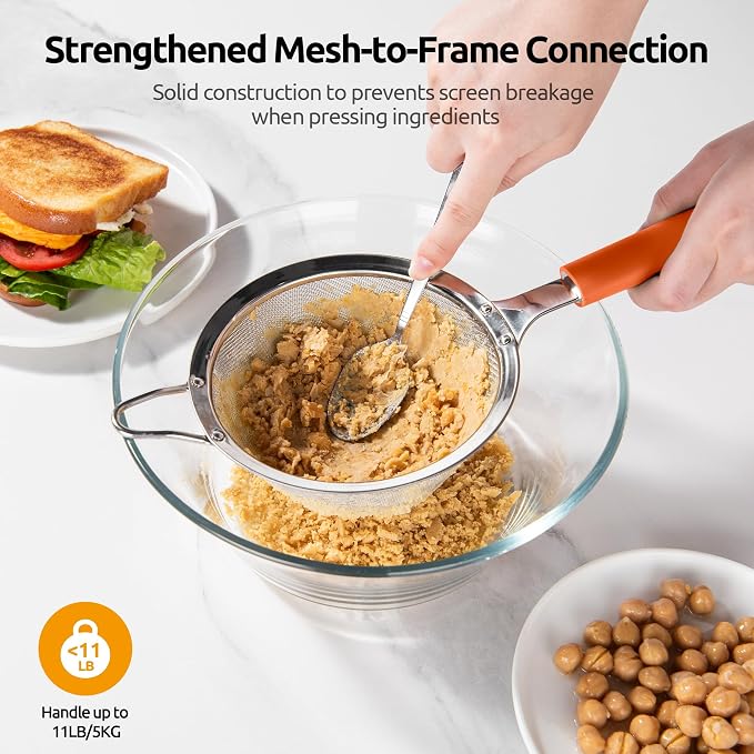 U-Taste Medium Fine Mesh Strainer: 18/8 Stainless Steel 4.73in 30 Mesh Kitchen