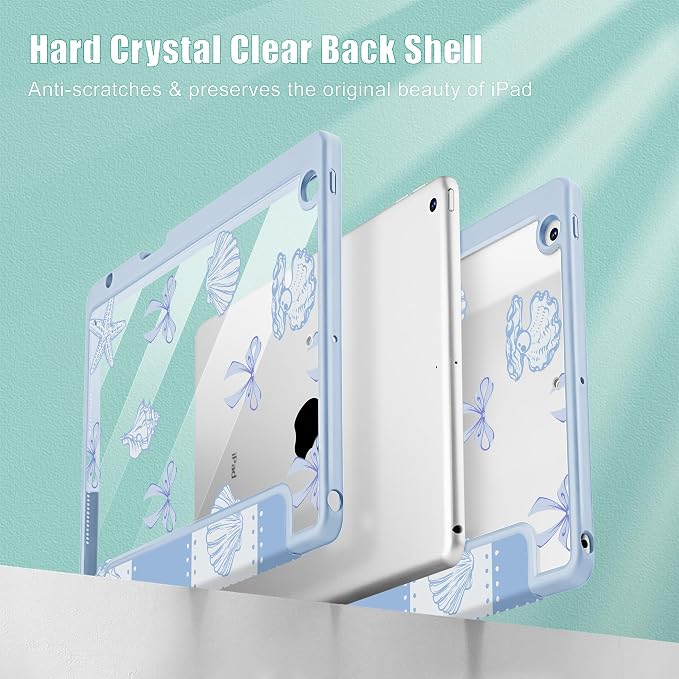 May Chen for iPad 9th Generation with Pencil Holder iPad 8th/7th Gen Case 10.2-inch [Penceil Holder] Trifold Stand Auto Wake/Sleep Clear TPU Protection Back Cover Ballet Shoes