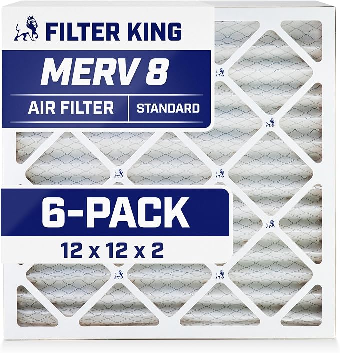 Filter King 12x12x2 Air Filter | 6-PACK | MERV 8 HVAC Pleated A/C Furnace
