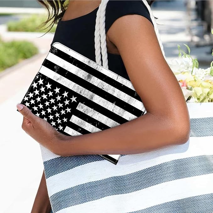 Case for Microsoft Surface Go 4/3/2/1 (2023/2021/2020/2018)-Slim PU Leather Lightweight Adjustable Stand Smart CoverAmerican Flag