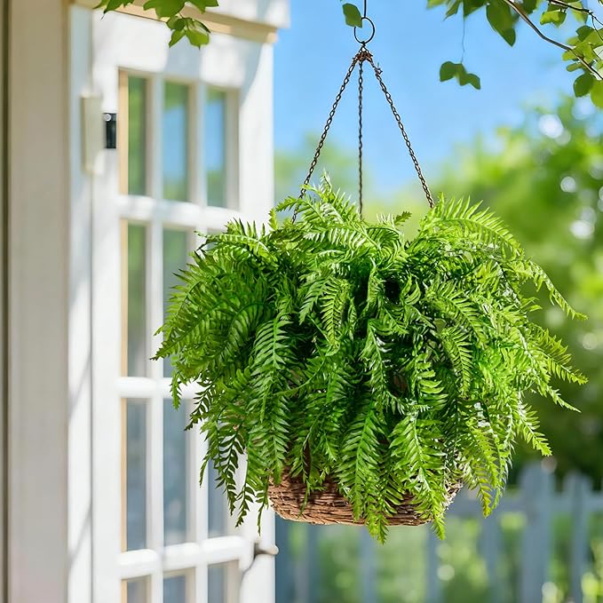 Artificial Fern Plants 10 Pcs Artificial Bush Fern Plants Realistic Fake Stems Plant Fake Shrubs Greenery for Indoor Outdoor Porch Patio Window Farmhouse Garden Office Decor (10 Pcs Green)