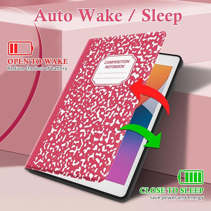 Case for iPad 9th/8th/7th Generation 2021/2020/2019 10.2 inch with Pencil Holder/Multi-Angle Stand Folio Auto Wake/Sleep Cover for iPad 9 8 7 Gen 10.2 (Notebook Black)