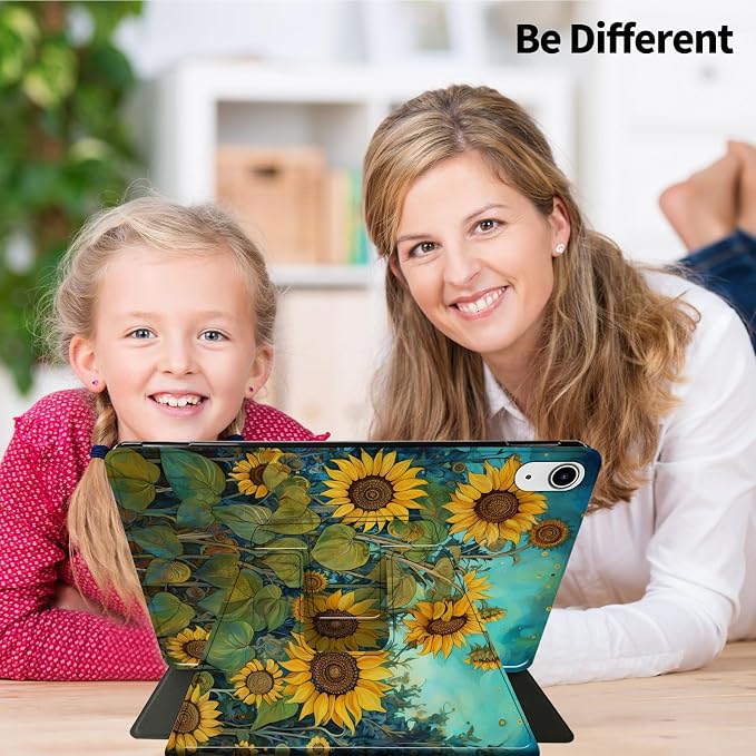 for iPad 9th Generation Case (2021)/8th Gen (2020)/ 7th Gen (2019) 10.2 Inch-360 Degree Rotating Multi-Angle Viewing Protective Cover with Auto Sleep/Wake-Art Mandala Flower