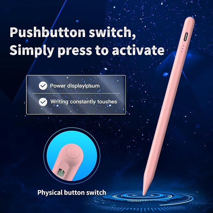 Stylus Pen Android for AMZ Tablet HD 10/Max 11 Compatible with Samsung/LenovoAccurate， Push-Button Switch On/OffLong Battery Life+2Tips(NW Black)