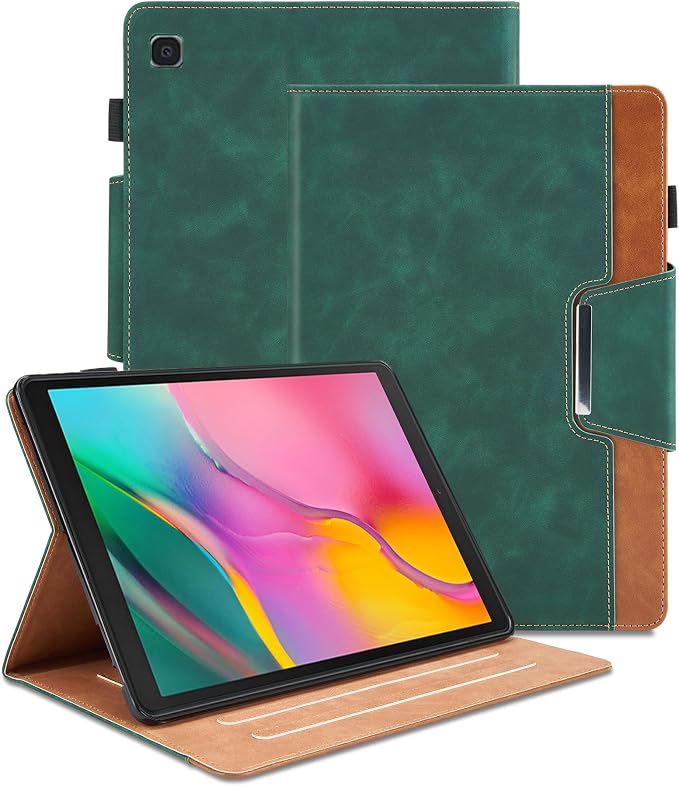 Case for Samsung Galaxy Tab A 10.1 2019 (SM-T510/T515) - Multi-Angle Viewing Stand Cover with Pocket and Magnetic Clasp PU Leather Business Folio Protective Case for Samsung T510 Black