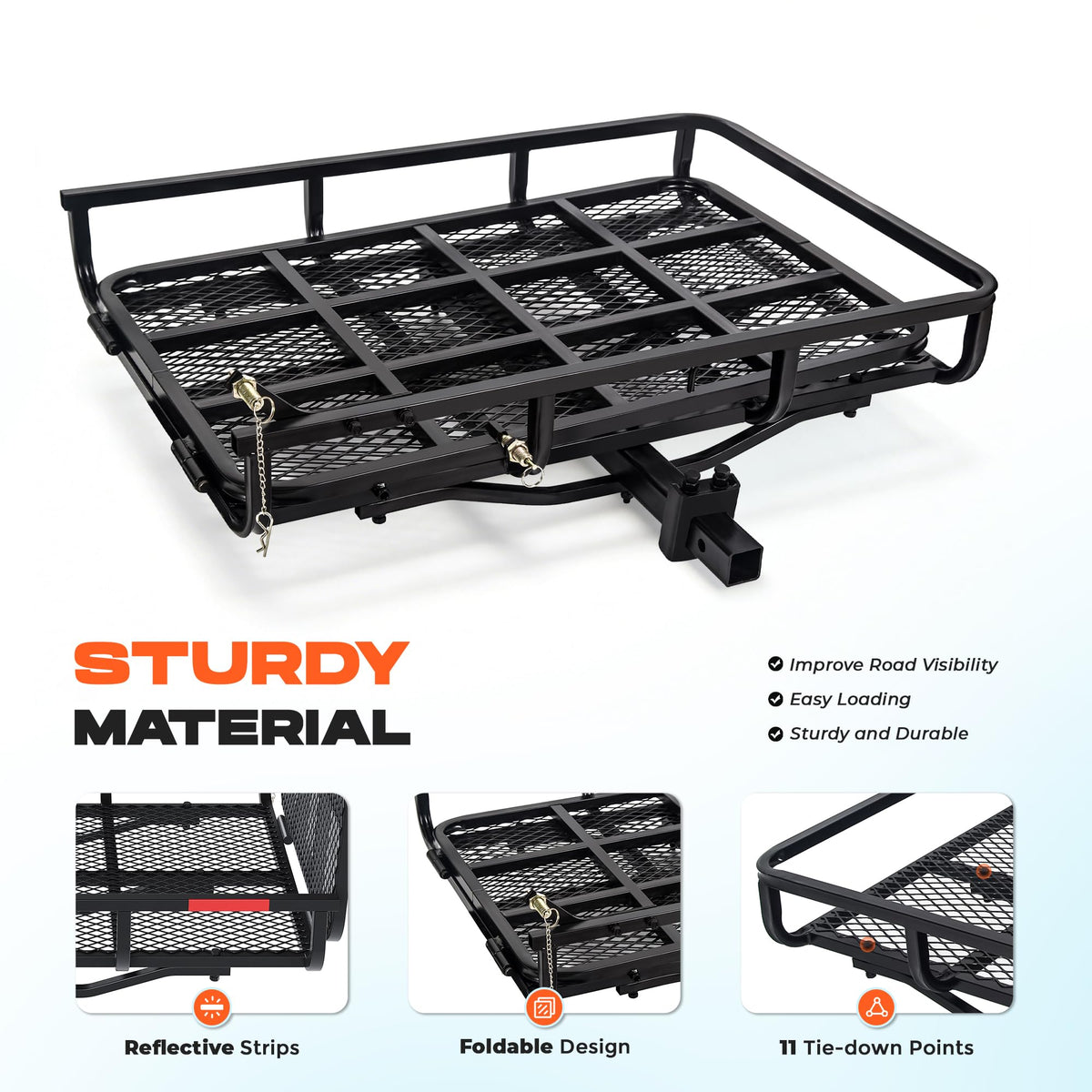 ALMULOO Hitch Mount Carrier with Folding Ramp for Wheelchairs and Lawn