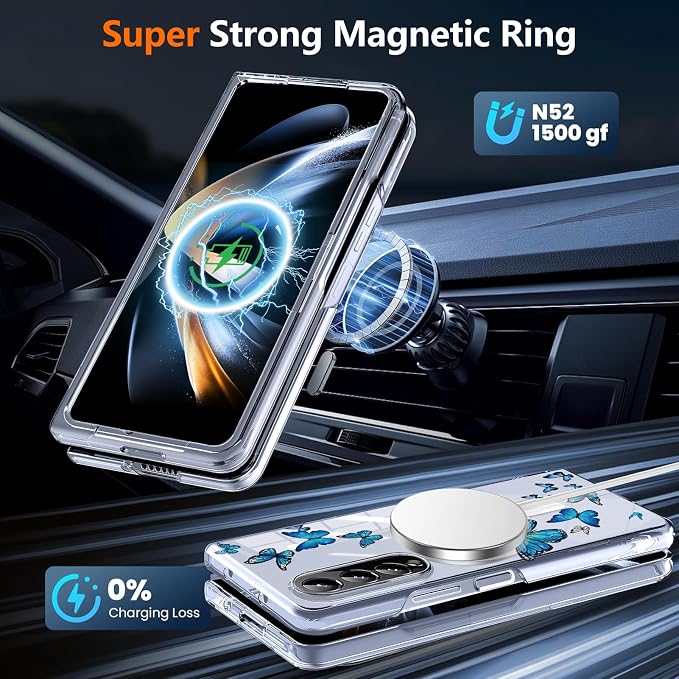 for Galaxy Z Fold4 CaseBuilt-in Magnet CircleWireless Charging | Military-Grade Shockproof case Cover for Samsung Galaxy Z Fold4Anagallis