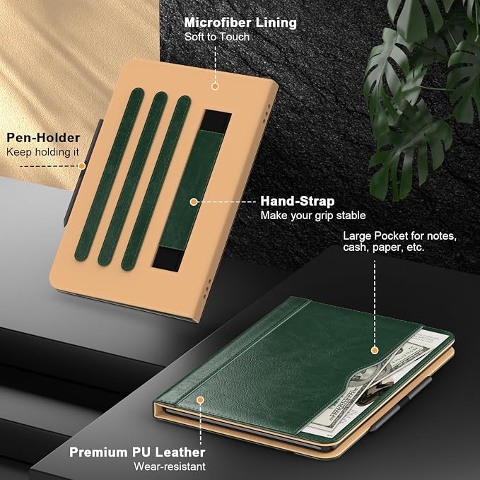 ZoneFoker for 10 Tablet Case (13th/11th Generation 2023/2021 Released) PU Leather Folio Cover with Multi-Angle Stand/Pen Holder Auto Wake/Sleep for 10/10 Plus Black+Black