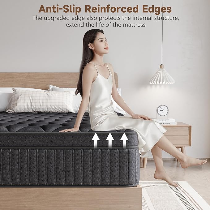 Twin Mattress, 14 Inch Twin Medium Firm Hybrid Mattress in a Box, Individual Pocket Spring for Pressure Relief & Motion Isolation, Reinforced Edge Support, CertiPUR-US Certified