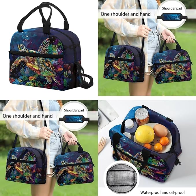3D Sea Turtle Kids Backpack Set for Girls Boys, Large Book Bag with Lunch Box Pencil Case, Lightweight Kids School Bag Set for Elementary Primary Middle School Student, Blue and Green