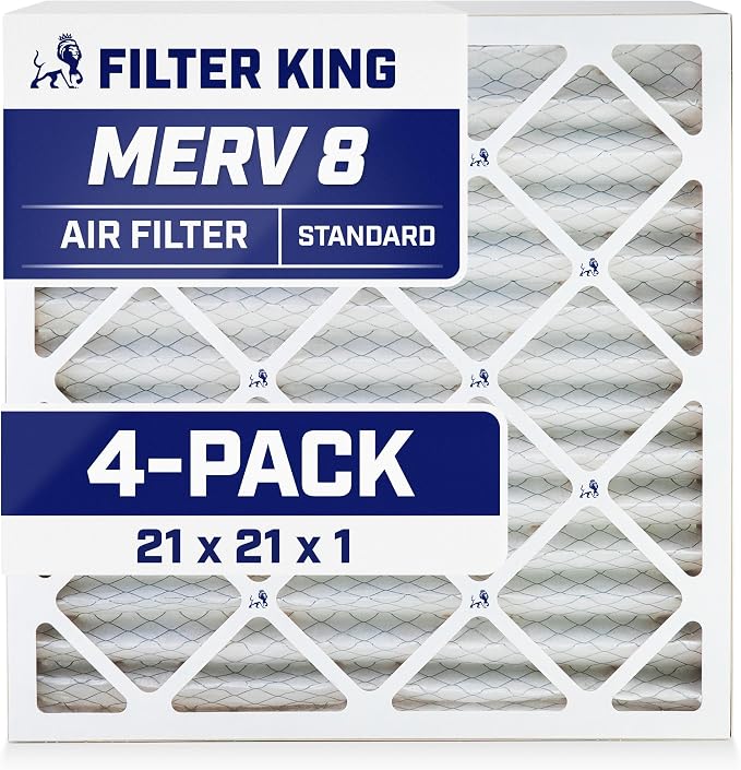Filter King 21x21x1 Air Filter | 4-PACK | MERV 8 HVAC Pleated A/C Furnace
