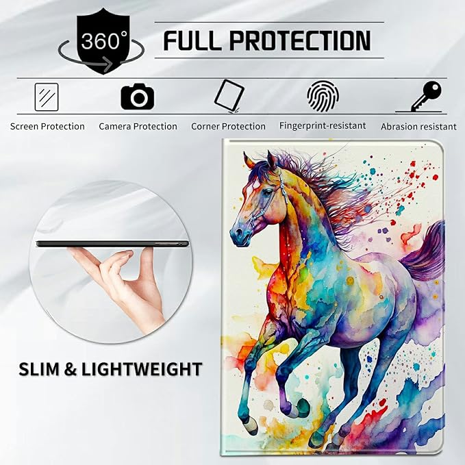 Case for Samsung Galaxy Tab A9 Plus 2023/A11 Plus 2025 11 inch Lightweight Protective PU Leather Smart Stand Cover with Auto Wake Sleep Tablet Case Cover - American Flag &amp Fish