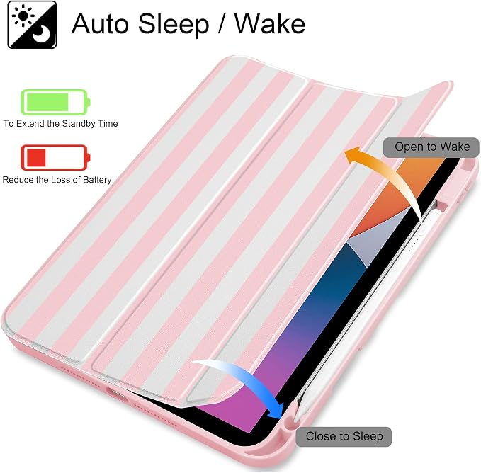 Tuiklol for iPad 10.2 inch 9th / 8th / 7th Gen 2021 2020 2019 Release Case | Built in Pencil Holder - TPU Protection Trifold Stand Stand Clear Back Tablet Cover With Auto Wake/Sleep Blue berries