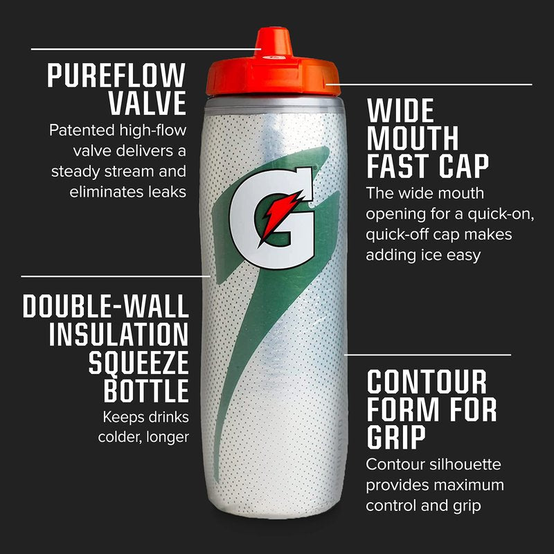Gatorade Insulated Squeeze Bottles, 30oz (2 Pack)
