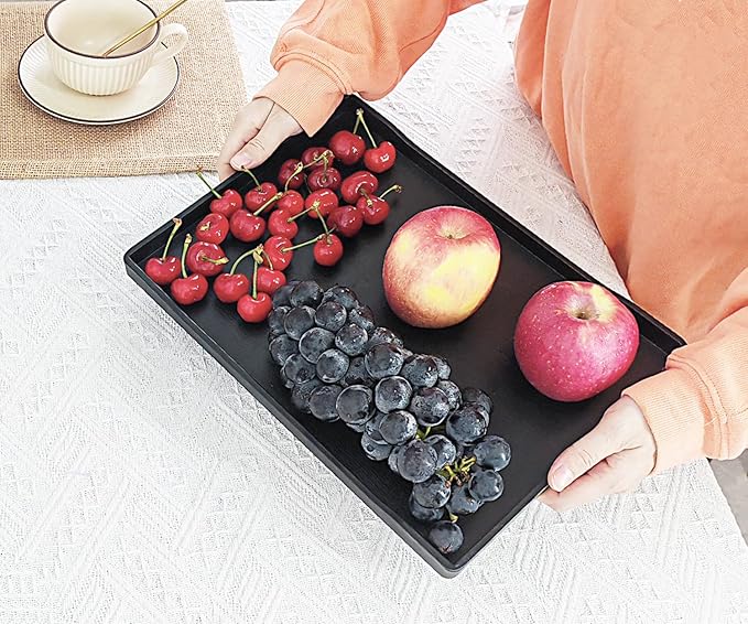 Black Serving Tray (13.5 x 9.6 inch) for Serving Accessory, Spa, Coffee, Drinks, Tea, Bar, Party, Seasoning, Perfume and Display Use.