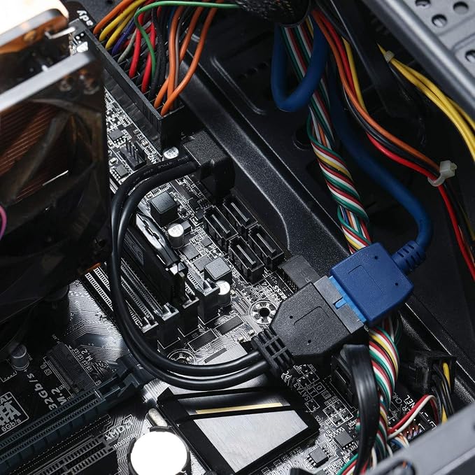 SATA USB Extension Cable USB 3.0 Motherboard Front 19 Pin Male to Female Extension Cable High Speed Connection (The Interface Faces Outward)