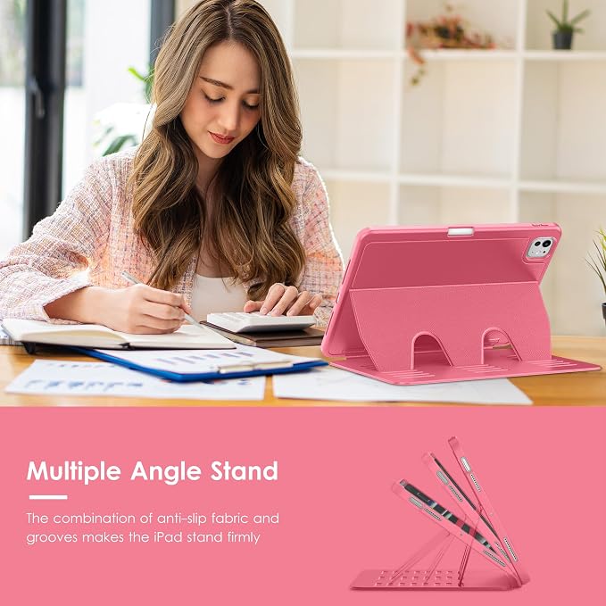 VIKESI Case for iPad Pro 11 inch (M5/M4) 2025/2024Multiple Angles Magnetic Stand CoverShockproof BackPencil Holderand Auto Sleep/WakeBlack