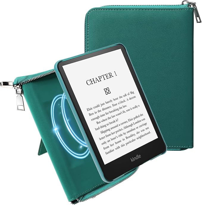 E NET-CASE Case for Kindle Paperwhite 12th Gen 2024 (7) &amp Kindle Colorsoft 2024/2025 (7)- Folder Design Business Handheld Design Cover with Zipper &amp Pen Holder (Black)