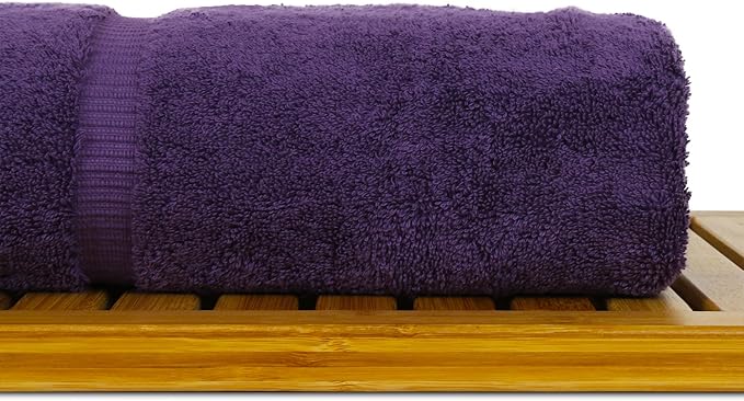 Luxury Hotel & Spa Collection Highly Absorbent, Quick Dry 100% Turkish Cotton 700 GSM, Eco Friendly Towel, for Bathroom Dobby Border Soft Bath Towel Set 27 X 54 (Plum, Bath Towels - Set of 2)