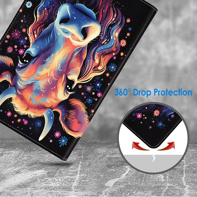 Case for Samsung Galaxy Tab A 8.0 2019 (SM-T290/T295/T297) Slim Lightweight PU Leather Stand Cover with Auto Wake/Sleep for Galaxy Tab A 8.0 Inch Abstract Watercolor Art Dogs