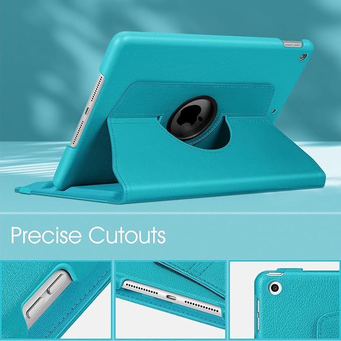 Fintie 360° Rotating Case for iPad 9th / 8th / 7th Generation 10.2 Inch | Swivel Stand Portrait &amp Landscape Viewing Shockproof Cover with Pencil Holder Auto Wake/Sleep Aqua Wave