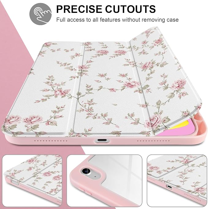 Case for iPad (A16) 11th Generation 11 inch 2025 /iPad 10th Gen 10.9 2022 - Aesthetic Cute Preppy Design Trifold Cover with Soft TPU Bumper Clear Back Auto Sleep/Wake Waves