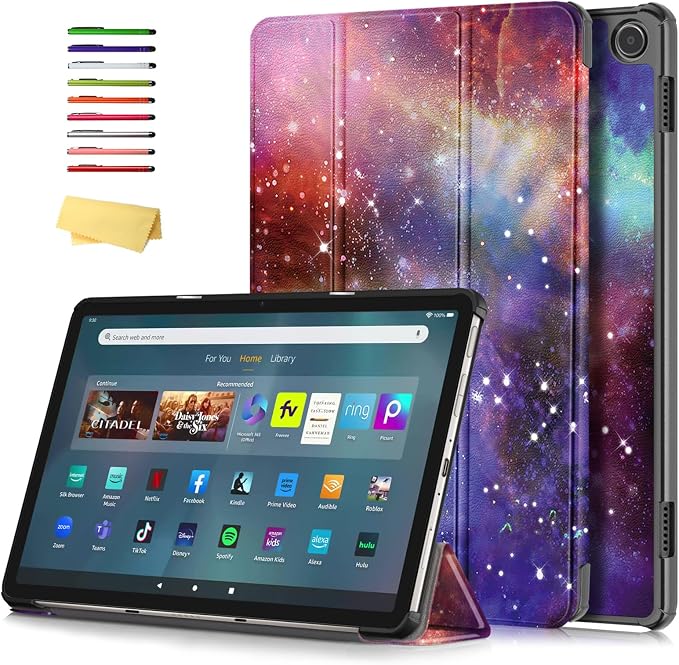 Slim Case for Amazon Fire Max 11 Tablet (13th Generation 2023 Release) Trifold Lightweight Hard Shell PU Leather Stand Folio Protective Cover with Auto Wake/Sleep Colored Graffiti Doodle